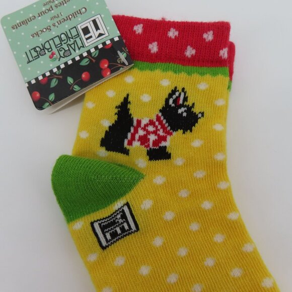 Mary Engelbreit Childrens Sock 6-8 Polka Dot Scottie Dog Scottish Terrier NEW - Picture 2 of 8